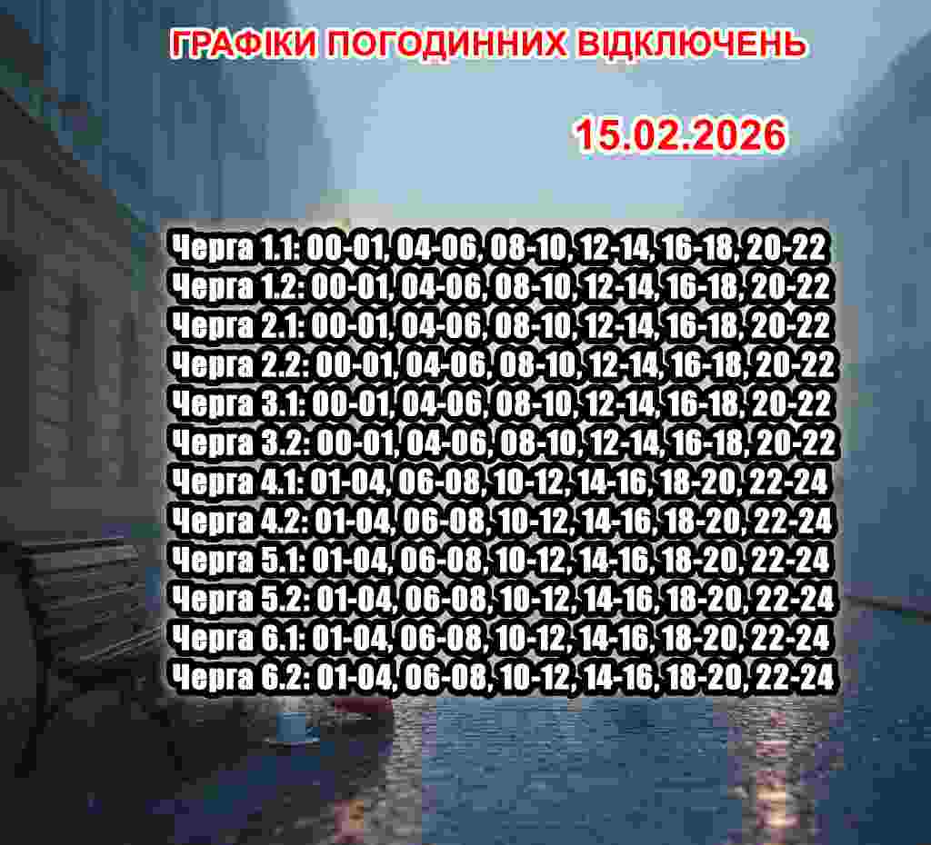 На Кіровоградщині сьогодні, 15 лютого, знову діятимуть погодинні відключення електроенергії